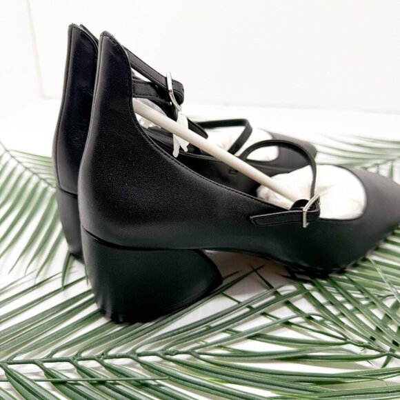 Lisa Vicky Black Ankle Strap Pumps Sz 8.5 Sculptural Maryjane Balletcore Shoe - Picture 4 of 9